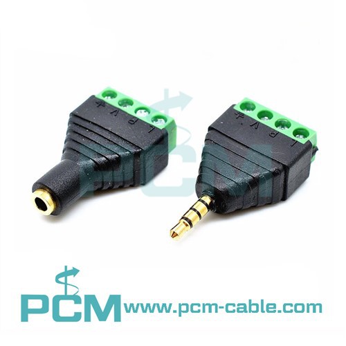 Video Balun 3,5mm 1/8 Stereo to AV Screw Terminal Stereo Jack