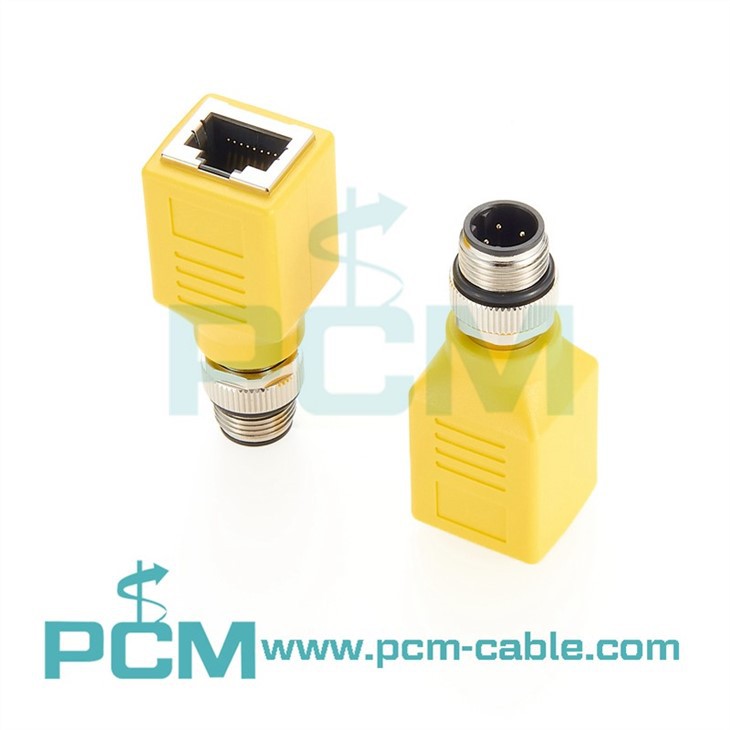 M12 4pin D-code to RJ45 adapter
