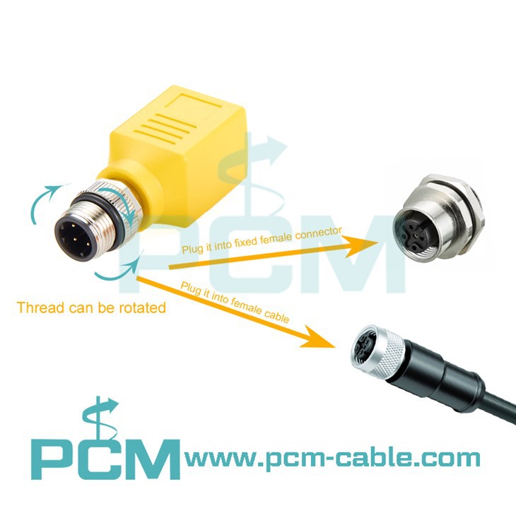 Network Adapter M12 4 Pin D Coded Male To RJ45 Jack